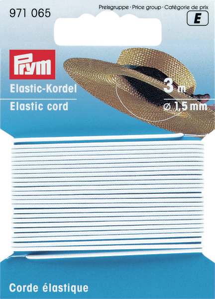 Prym Elastik Rund, Hvid, 1,5 mm