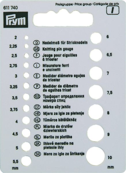 Prym, pindemåler, plast