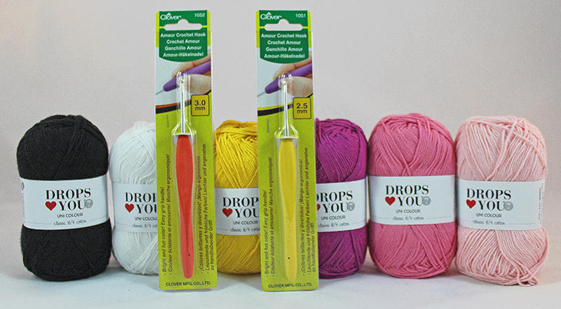 Hemmelig hækling kit - pige med 2 Clover AMOUR Hæklenåle