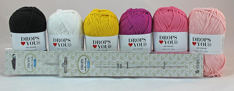 Hemmelig hækling kit - pige med 2 DROPS Basic Hæklenåle