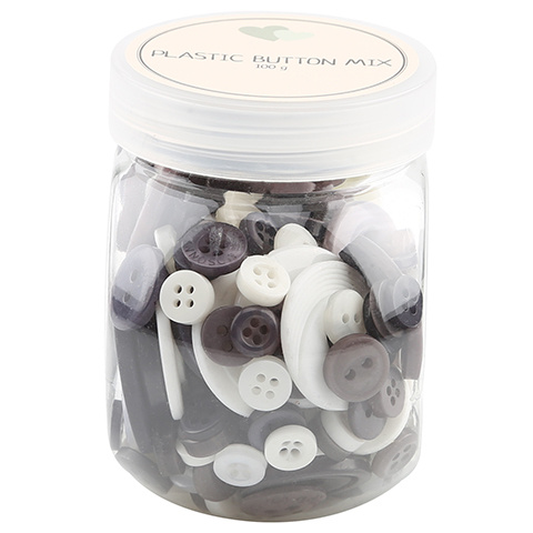 Go Handmade Mix knapper, plastik - GRÅ 100 G