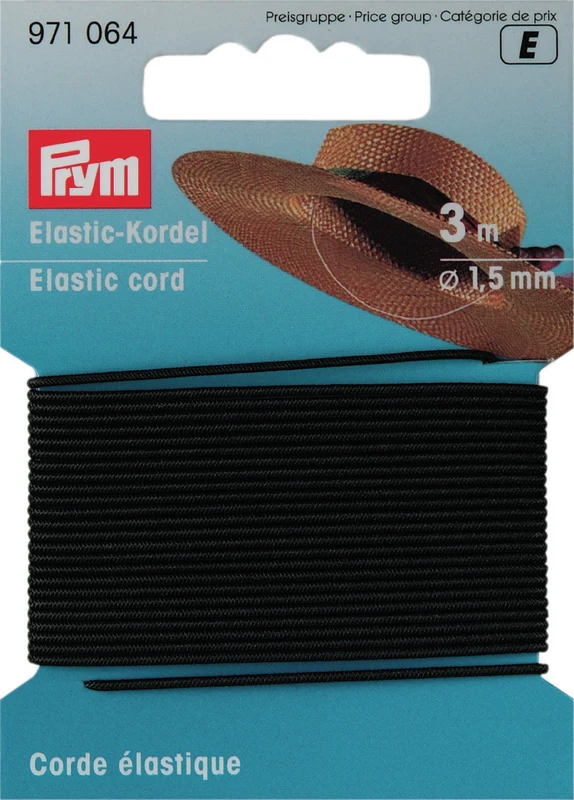 Prym Elastik Rund, Sort, 1,5 mm