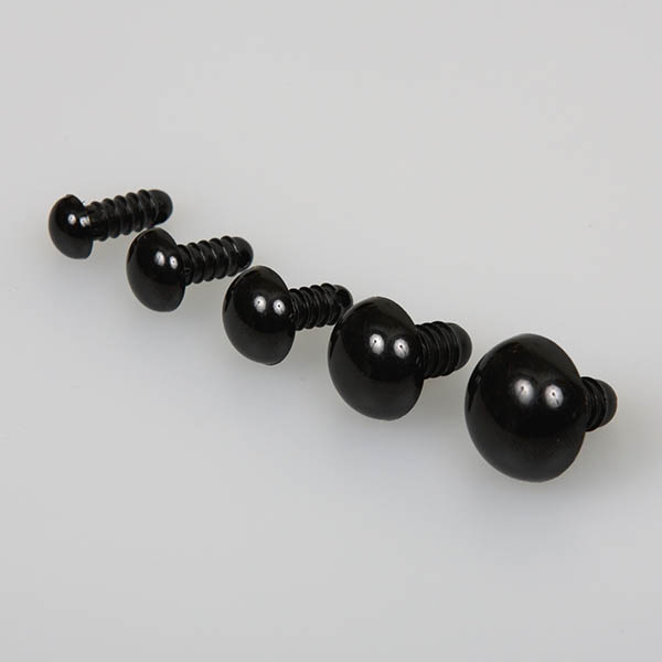 Sikkerhedsøjne m/låsering, Sort (2 stk)