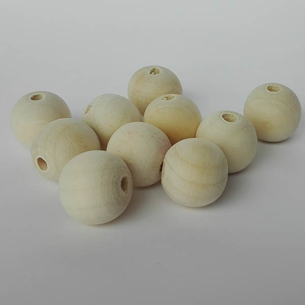 Træperler 19 mm (10 stk)