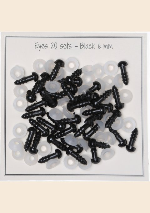 Go Handmade Sikkerhedsøjne Sorte 6mm ( 20 par)