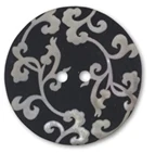 Du Store Alpakka lille perlemorsknap med laserpræget blomst 15mm