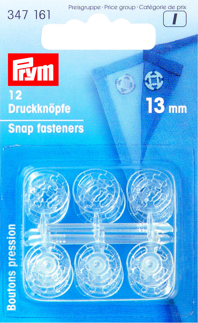 Prym Tryklåse, Transparent, 7-15mm